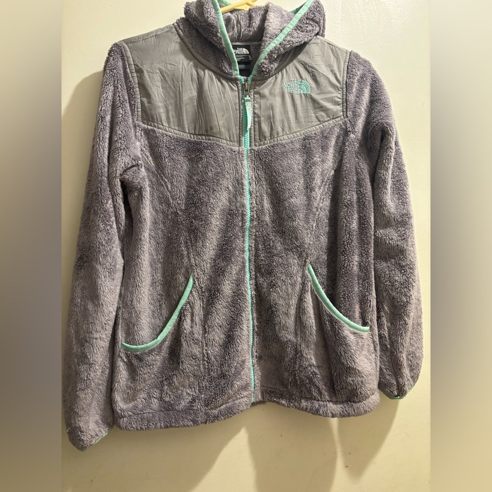 The North Face Kids Gray and Mint Fleece Jacket